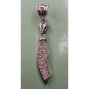 Silver Scimitar Sword Knife Charm Dagger Knife Weapon Pendant Silver Tone